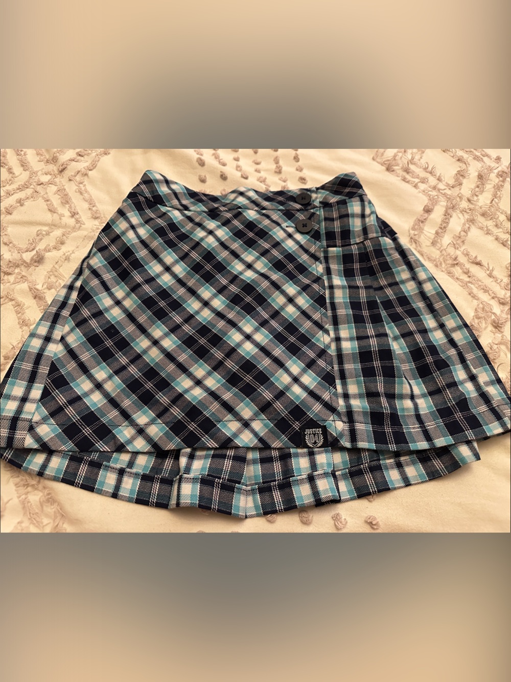 Justice Plaid Skort in Teal and Navy